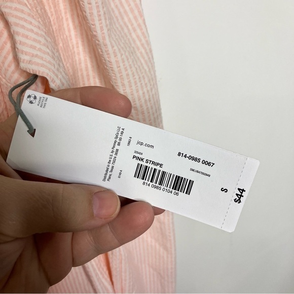 Liz Claiborne seersucker puffed sleeves blouse long sleeve size small - Picture 4 of 9